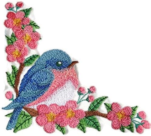 הטבע שזוף בחוטים, ממלכת ציפורים מדהימה [ציפורי כחול ופריחה] [בהתאמה אישית וייחודית] ברזל רקום על תיקון/תפירה